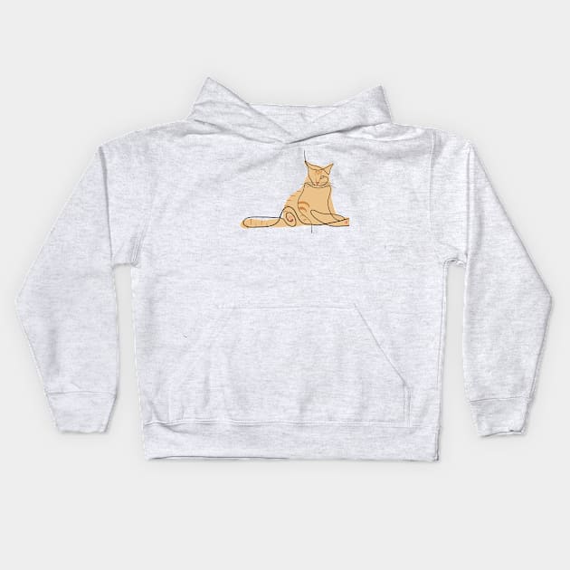 Yellow Cat - Simple Minimalist Line Art Design Kids Hoodie by KroomanL